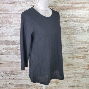 Bobeau Black Short Sleeve Round Neck Blouse, Size M